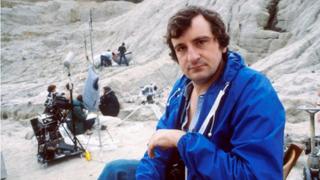 Douglas Adams on the set of The Hitchhiker's Guide to the Galaxy in 1980