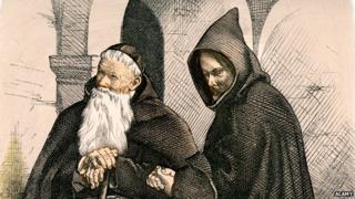 An illustration of Capuchin Monks in traditional costume