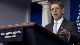 White House press secretary Jay Carney speaks during his daily news briefing at the White House in Washington 29 May 2014