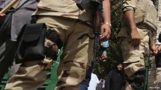 Egyptian soldiers at polling station, May 2014