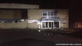 Fire scene at Wigston swimming pool