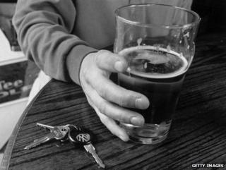 Pint glass and car keys