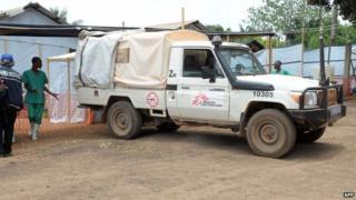 Medecin Sans Frontieres vehicle in Guinea where the Ebola outbreak was first reported
