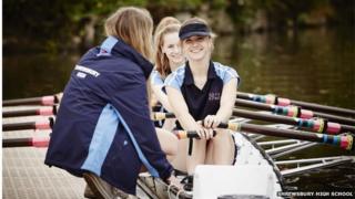 Girls rowing