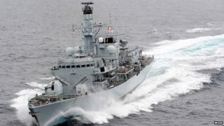 Warship MHS Montrose at sea