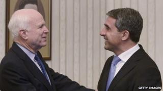Bulgarian president Rosen Plevneliev and US senator John McCain