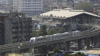The first line of Mumbai's new metro service covers about eight miles