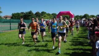 Runners at the start of Southend Marathon