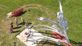 'Leaping Man' statue of Greg Rutherford in Milton Keynes