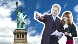 Doctor Who stars superimposed in front of the Statue of Liberty