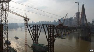 Construction along Yangtze river