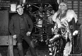 Adrian Street at the pit head with his father