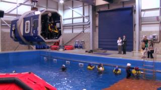 Helicopter crash underwater training exercise