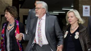 Rolf Harris, his niece Jenny (l) and daughter Bindi (r) on 18 June