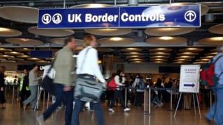 People at Heathrow border control point