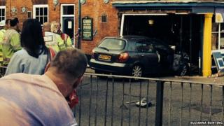 Car embedded in Golden Star pub in Norwich