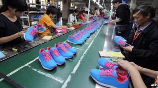 Workers at a factory in China