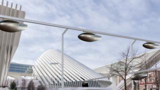 skyTran in a cityscape