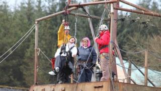 Girl on zip wire