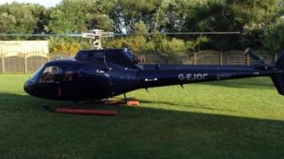 The helicopter arriving for the Prom