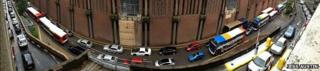 Gridlock in Northampton Town Centre by the Grosvenor Centre