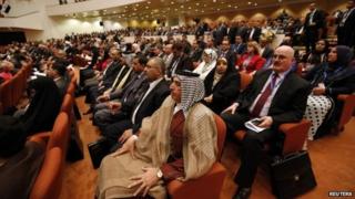 Members of Iraq's new Council of Representatives attend its first session in Baghdad on 1 July 2014