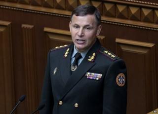 Ukrainian Defence Minister Valeriy Heletey in parliament in Kiev, 3 July