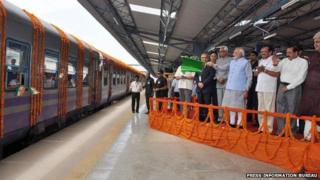 PM Modi flags off the first train from Katra
