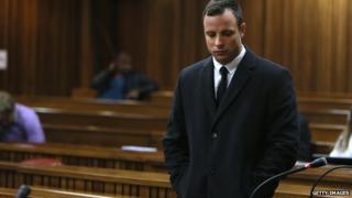 Oscar Pistorius during his murder trial at the Pretoria High Court - 8 July 2014, Pretoria, South Africa.