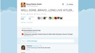 Screenshot of Bung Moktar Radin's public Twitter page.