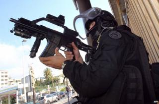 A French antiterrorist policeman in Cannes, southern France, 6 October 2012