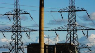 Peterhead power station and electricity pylons