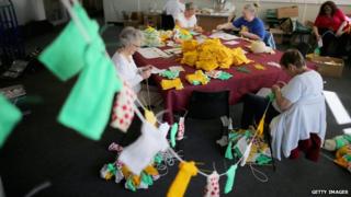 Bunting being knitted
