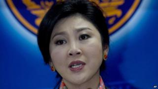 Yingluck Shinawatra talks to media during a press conference in Bangkok, Thailand on 7 May 2014