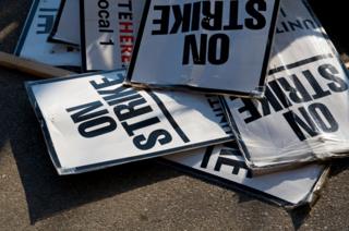 Strike banners