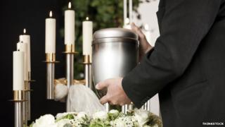 Funerary urn and candles