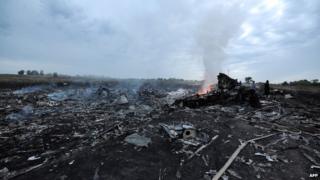 Wreckage of crashed plan