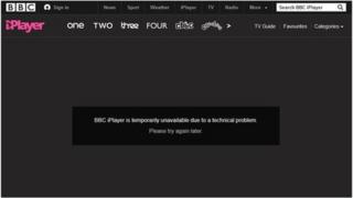 A screenshot from BBC iPlayer. It shows an error message