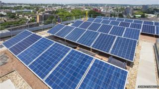 Solar panels on the roof
