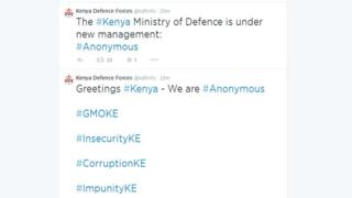 Screen grab of KDF Twitter account