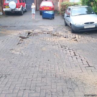 Suspected lightning strike on road in Hinchingbrooke