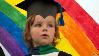Child graduates from nursery in Cardiff, 2013