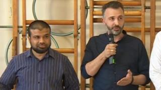 Nazrul Chaudhery (left), chairman of the residents association, and Kieran Smith (centre), creative director of Love Productions