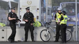 Armed police at Games venue