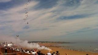 Parachute display at airshow