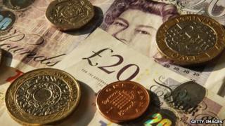 Pound coins and notes