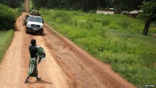 A car on a road to Bambari in CAR - May 2014