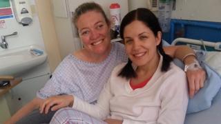 Lynley Everest and Paula Rowlett on the kidney transplant ward at the Royal Liverpool University Hospital