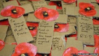 Crosses made by Wiltshire school children to commemorate WW1