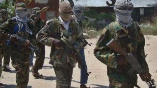 Al-Shabab fighters in Mogadishu, Somalia (5 March 2012)